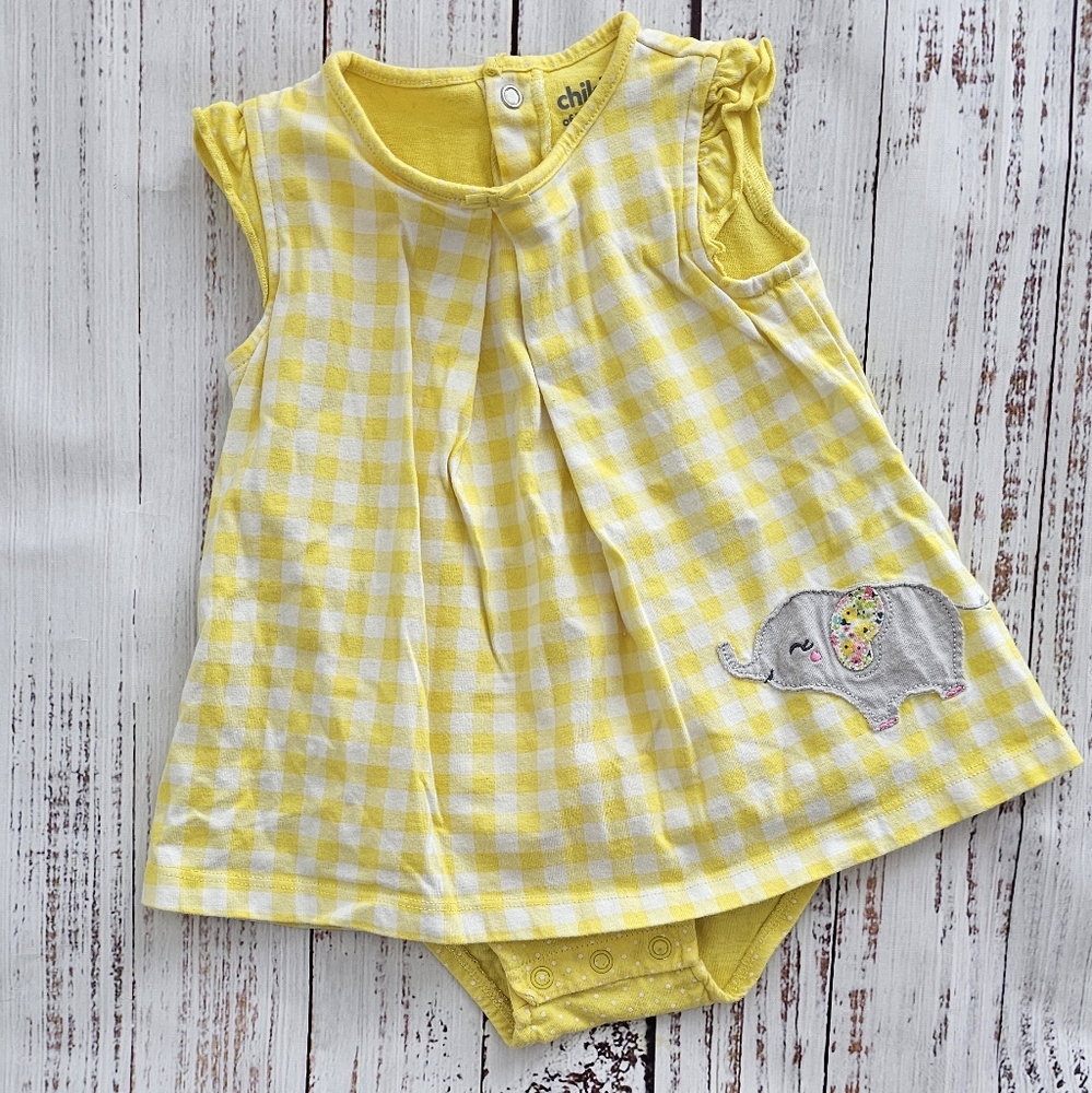 Carter's Yellow and White Casual Dress with Elephant Detail